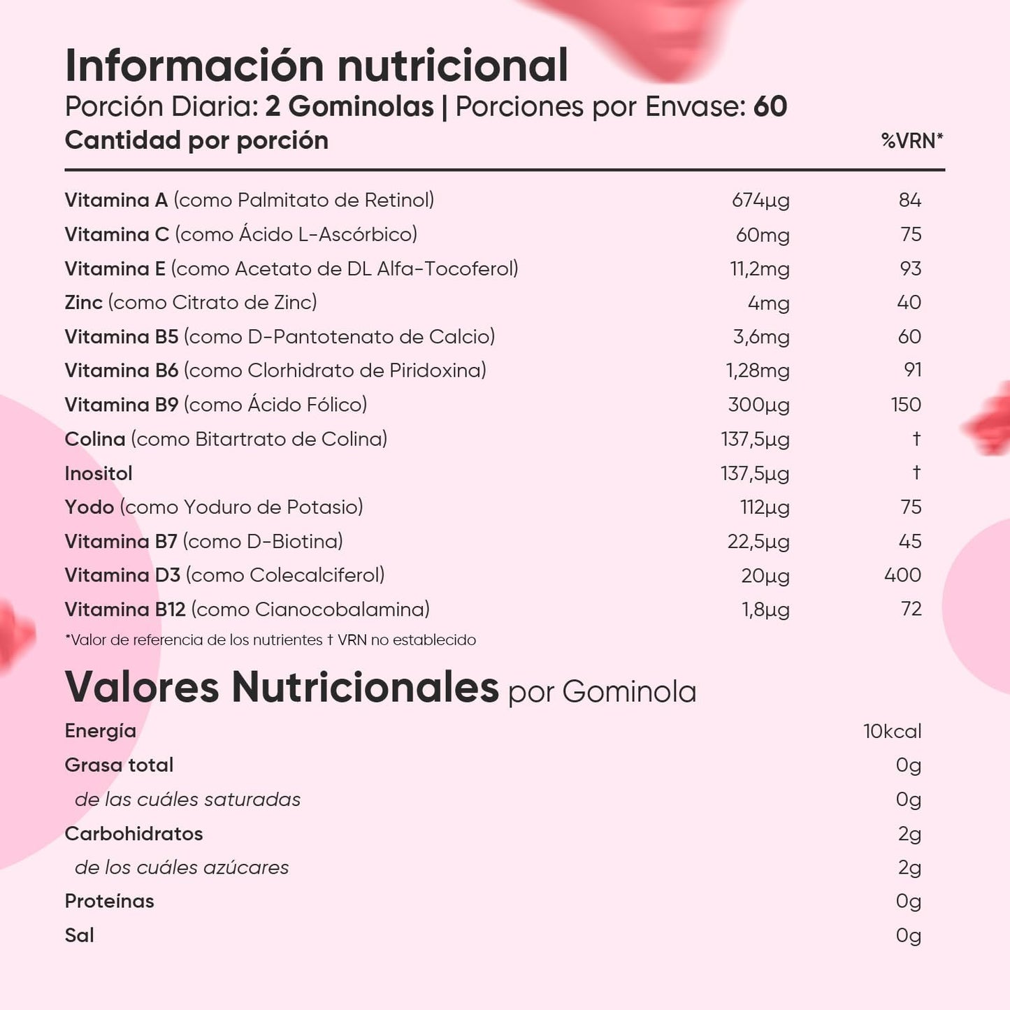 Gominolas multivitaminas e minerais 120 gomas sabor morango, com 13 vitaminas e minerais essenciais, como vitamina D3, A, C, B6, B12, E, biotina, zinco e ácido fólico, e mais para 2 meses